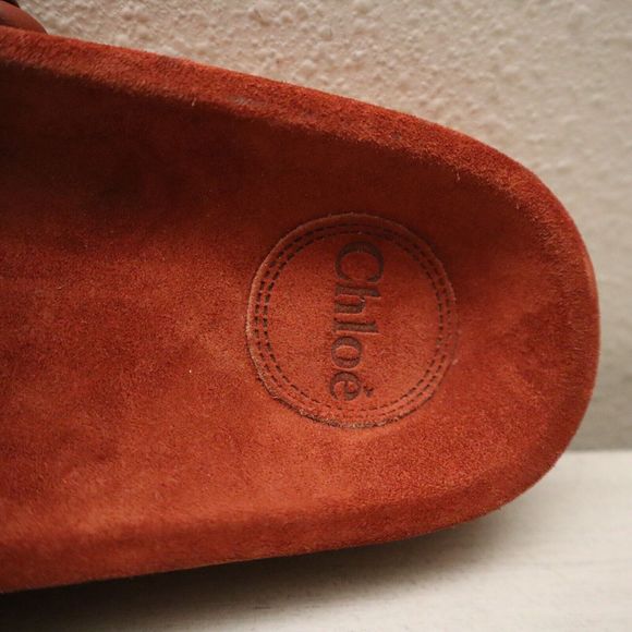 Chloé Womens Sz 37W US 7 Terracotta Red Kacey Braided Leather Slide Sandals - Picture 8 of 11